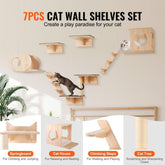 Wall Mounted Cat Shelves Tree with Jumping Boards Nests Hammock Set of 7